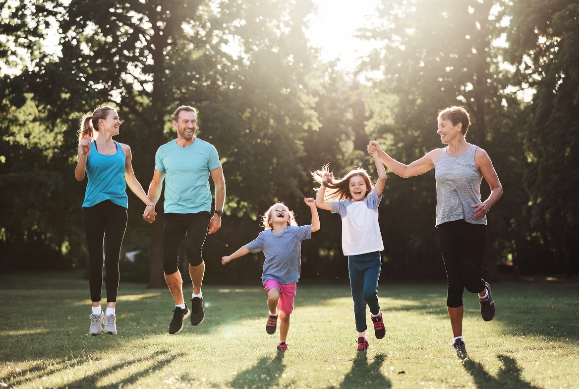 Happy Family jogging together