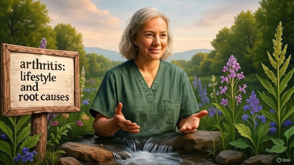 woman in communion with nature: arthritis lifestyle+root causes